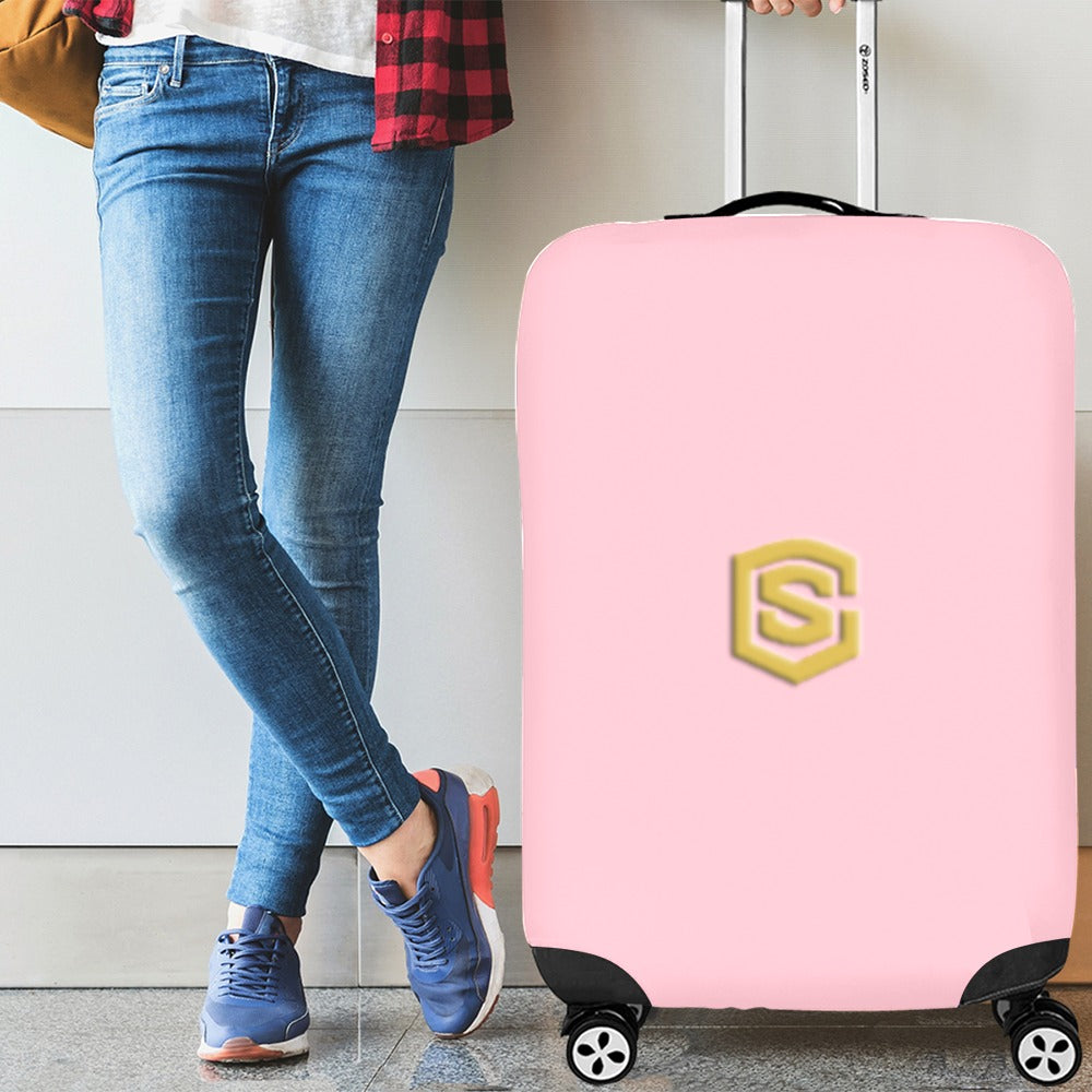 PINK LUGGAGE COVER WITH GOLD LOGO Luggage Cover (Large Size) (26"-28")
