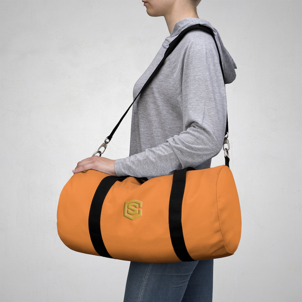 Orange Duffel Bag Gold Logo
