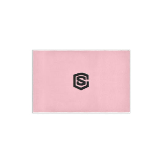 PINK SMALL AREA RUG WITH BLACK LOGO Area Rug 2.6' x 1.7'
