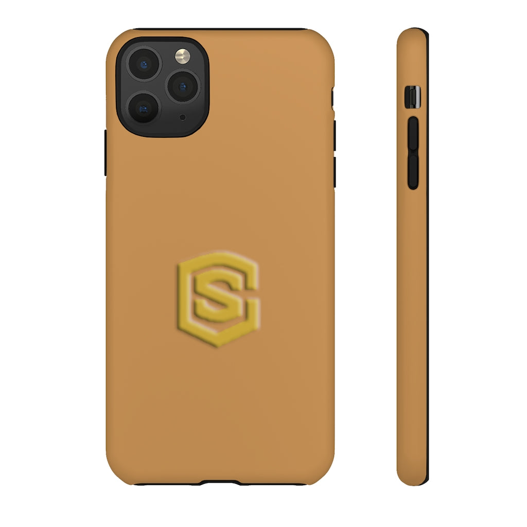 Light Brown Tough Cases Gold Logo