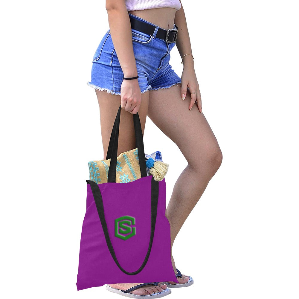 Purple All Over Print Canvas Tote Bag With Green Logo All Over Print Canvas Tote Bag(Model1698)(Medium)