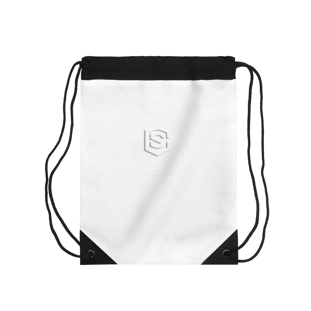 White Drawstring Bag White logo