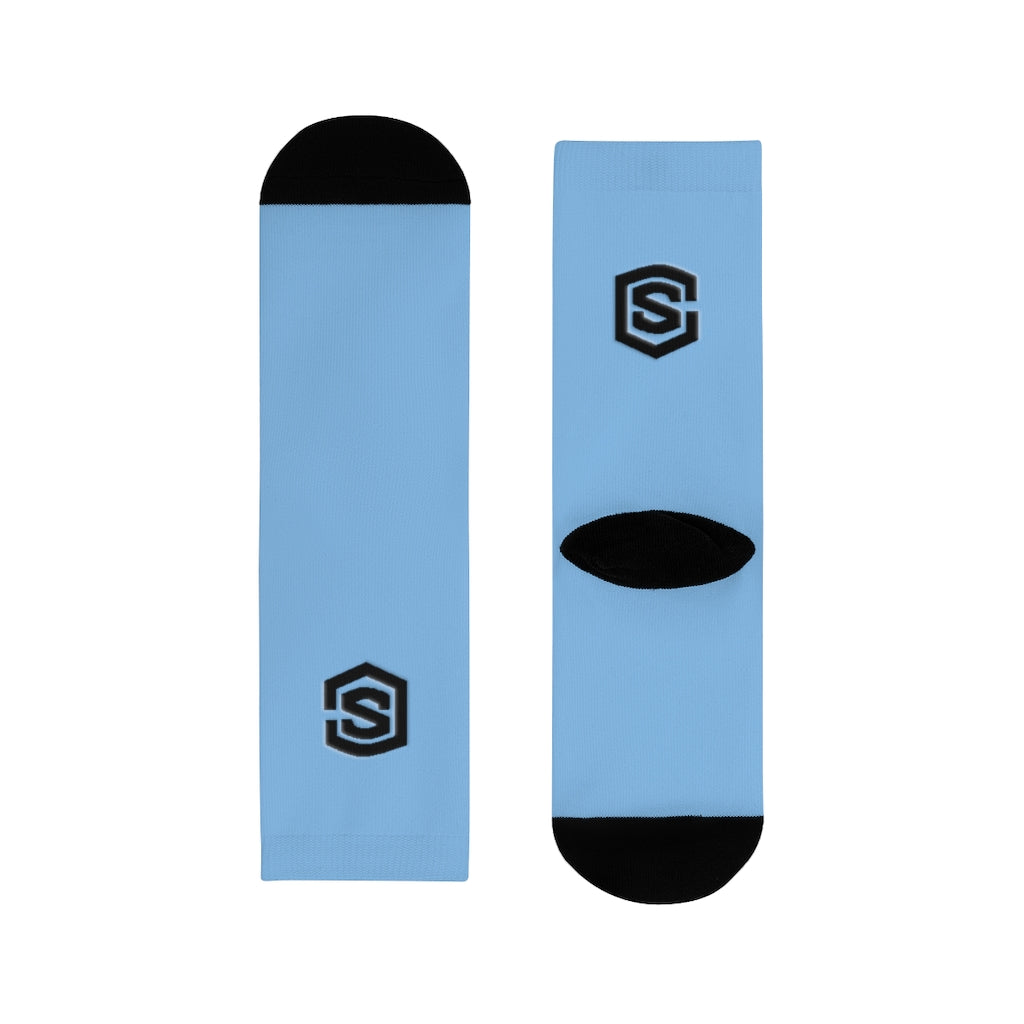 Blue Sublimation Crew Socks (EU) Blue Logo