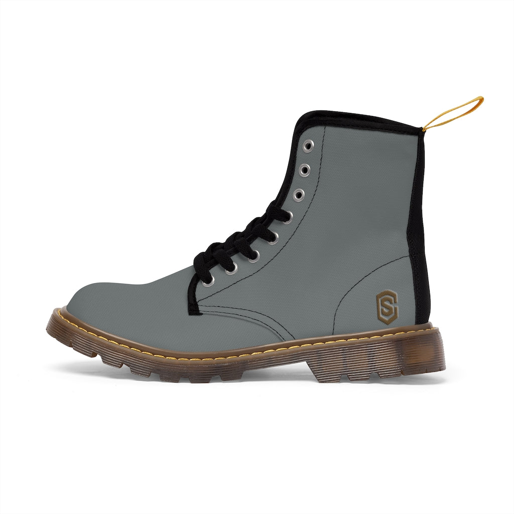 Grey Men's Canvas Boots Brown Logo