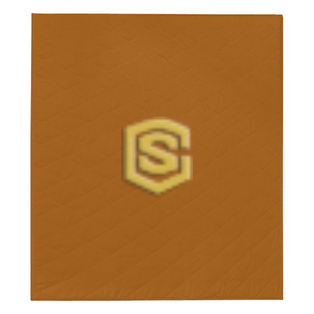 Brown Quilt with Gold Logo Custom Quilt  70" x 80"