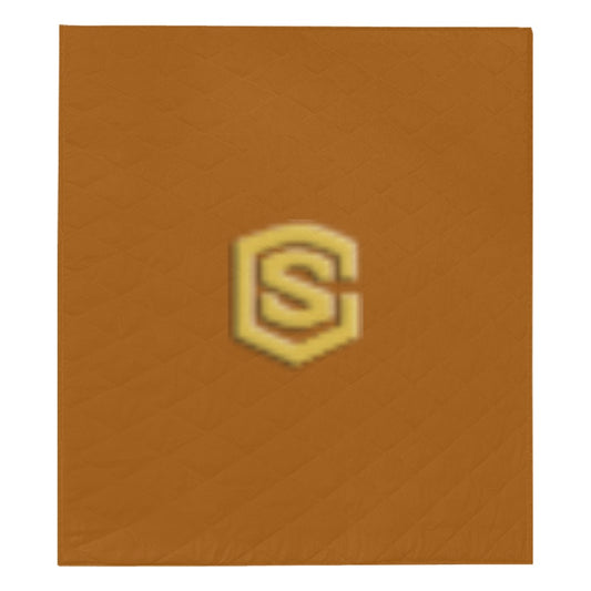 Brown Quilt with Gold Logo Custom Quilt  70" x 80"