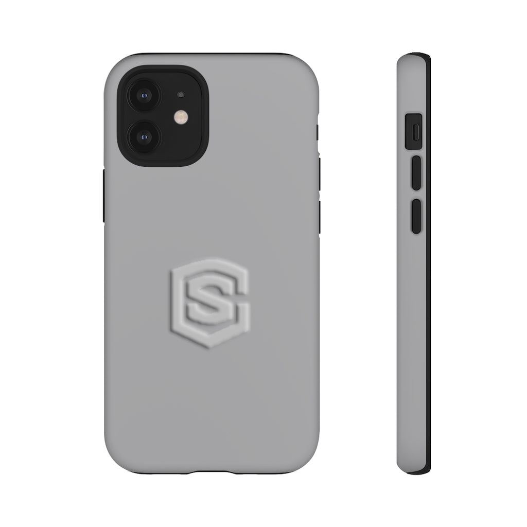 Grey Tough Cases Silver Logo
