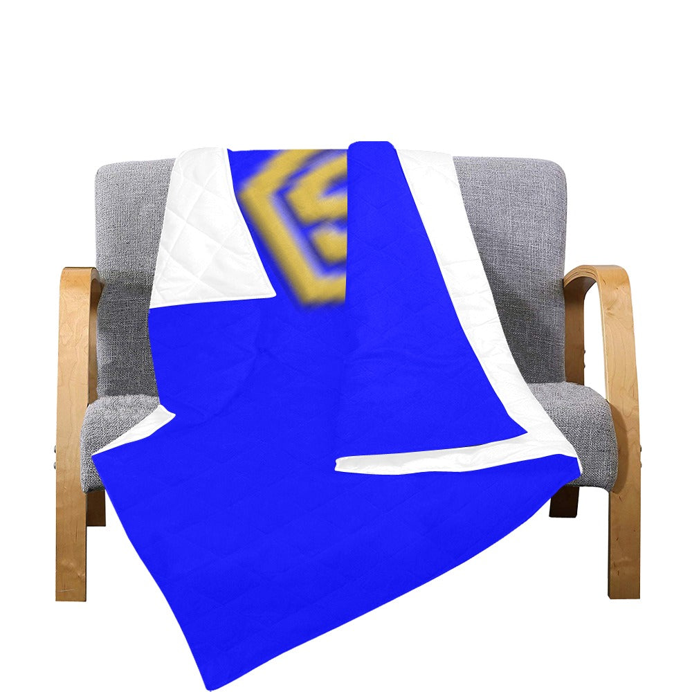 Blue Quilt with Gold Logo Custom Quilt  70" x 80"