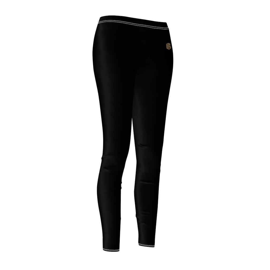 Black Women's Cut & Sew Casual Leggings Brown logo