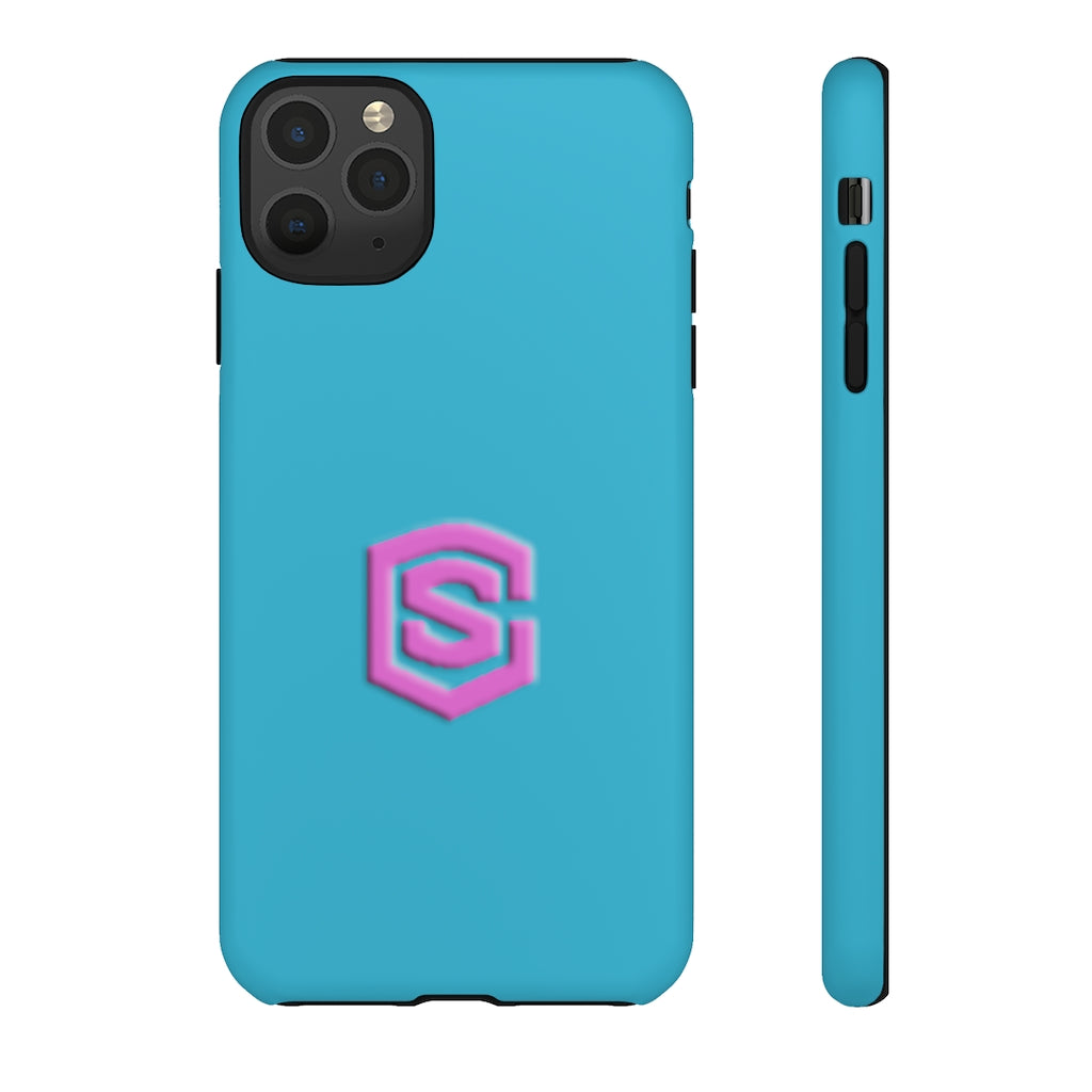 Blue Tough Cases Pink Logo