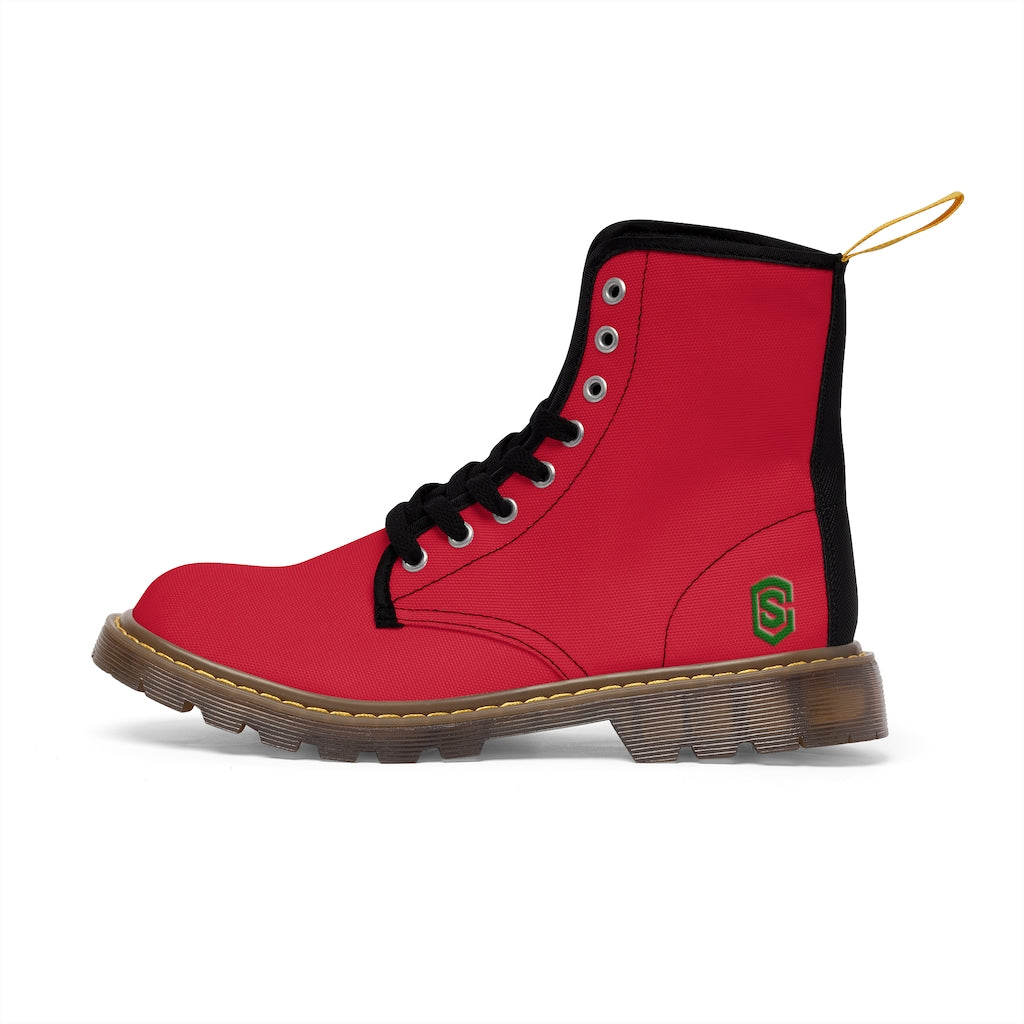 Red Men's Canvas Boots Green Logo