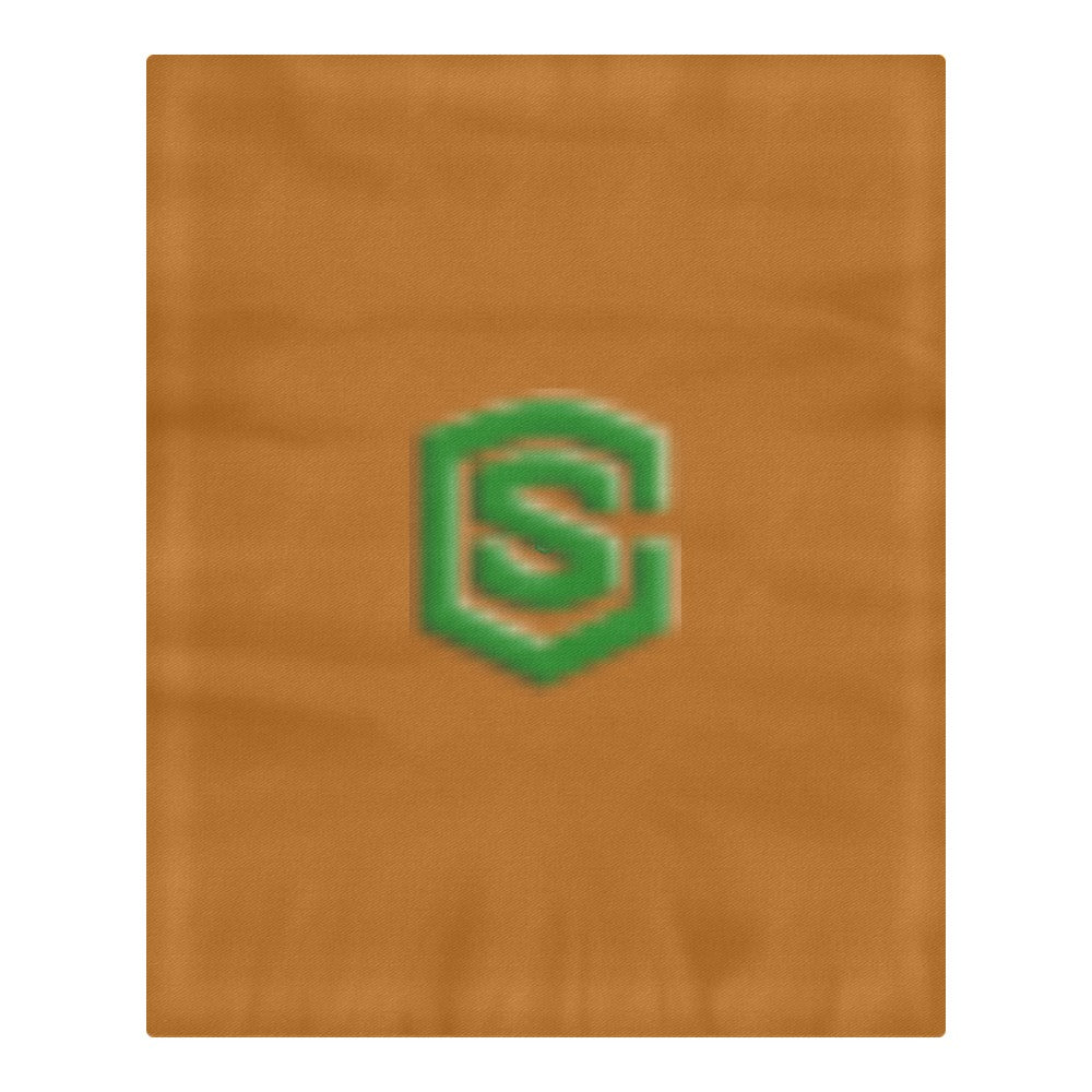 Brown 3-Piece Bedding Set (1 Duvet Cover 86"x70"; 2 Pillowcases 20"x30")(One Side) wtih Green Logo 3-Piece Bedding Set (1 Duvet Cover 86"x70"; 2 Pillowcases 20"x30")(One Side)