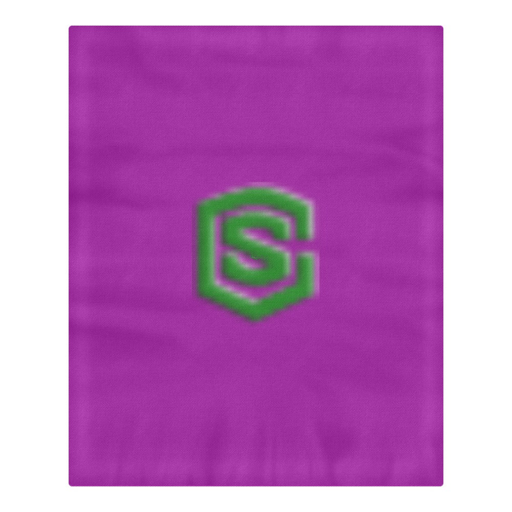 Purple 3-Piece Bedding Set (1 Duvet Cover 86"x70"; 2 Pillowcases 20"x30")(One Side) wtih Green Logo 3-Piece Bedding Set (1 Duvet Cover 86"x70"; 2 Pillowcases 20"x30")(One Side)