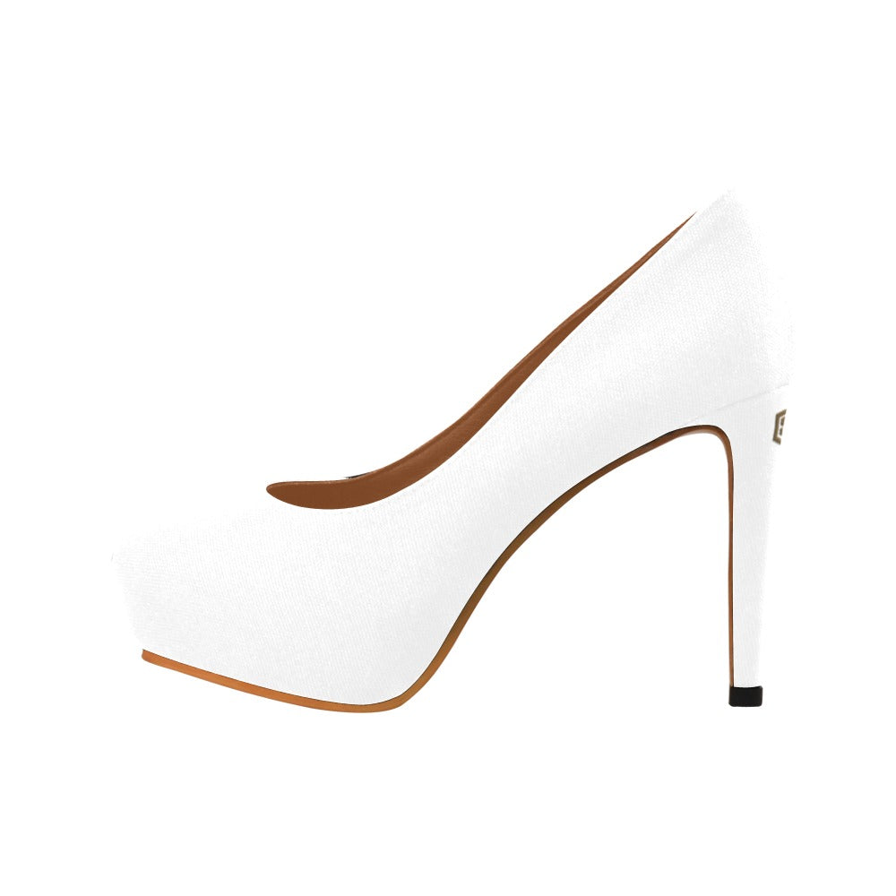 Brown Women's Pumps With Brown Logo Women's High Heels (Model 044)