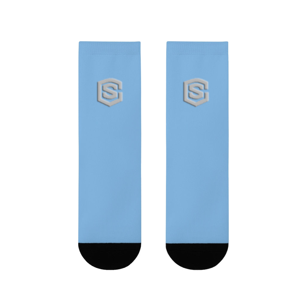Blue Sublimation Crew Socks (EU) Silver Logo