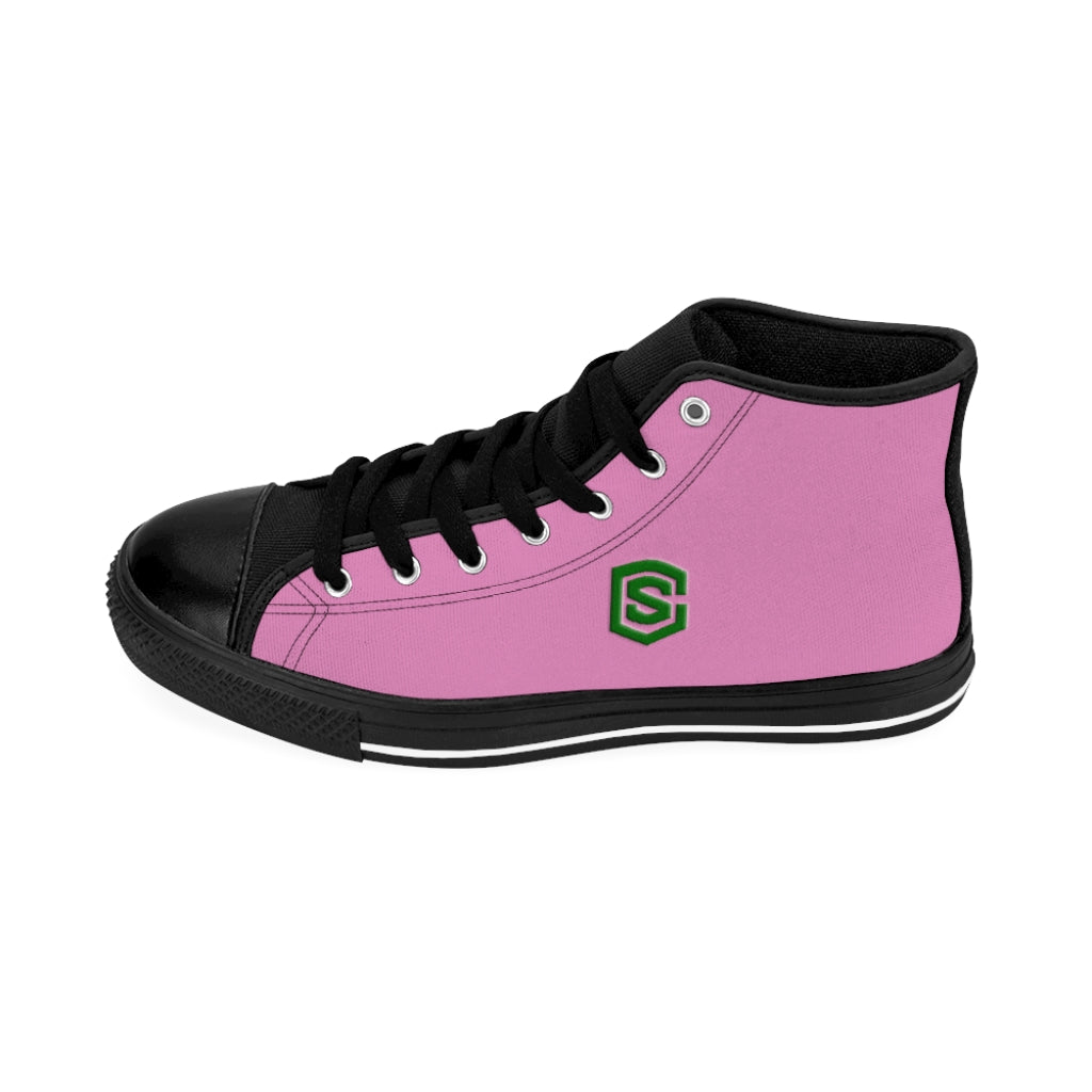 pink Men's High-top Sneakers - green logo