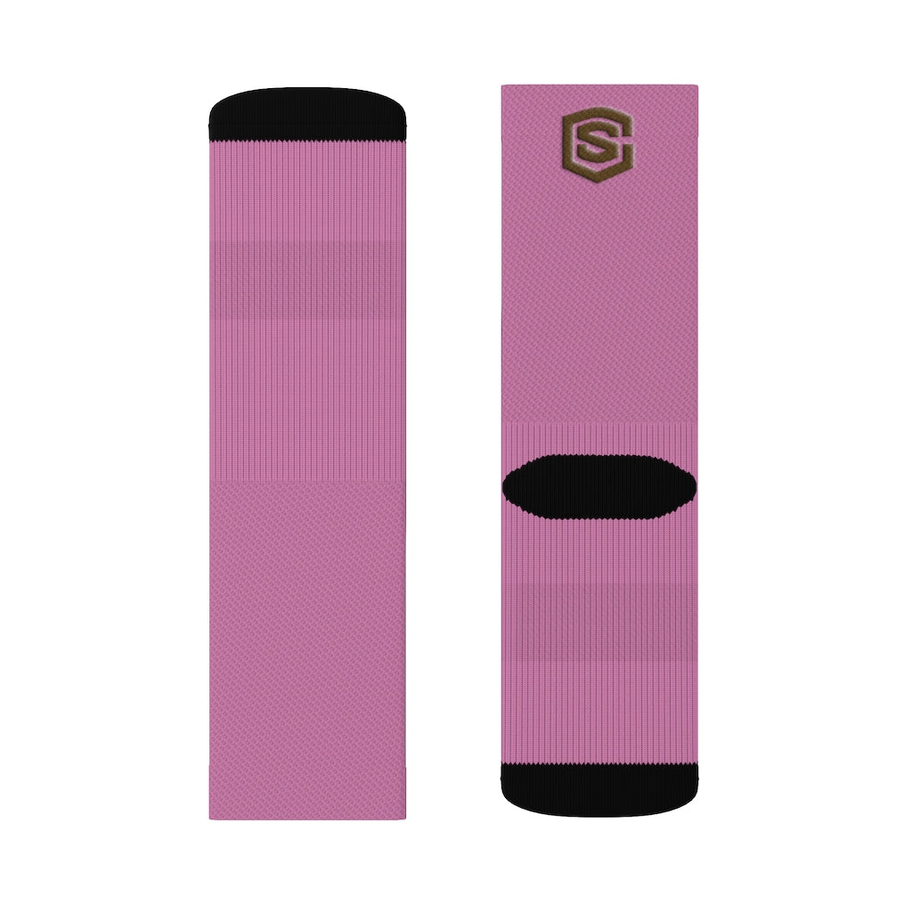 Pink Sublimation Socks Brown Logo