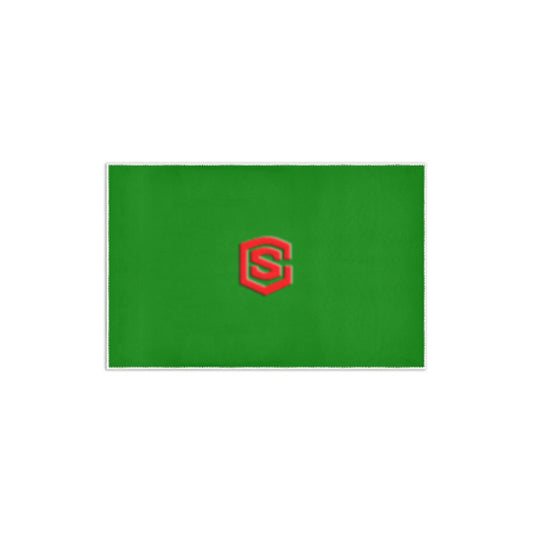 GREEN SMALL AREA RUG WITH RED LOGO Area Rug 2.6' x 1.7'