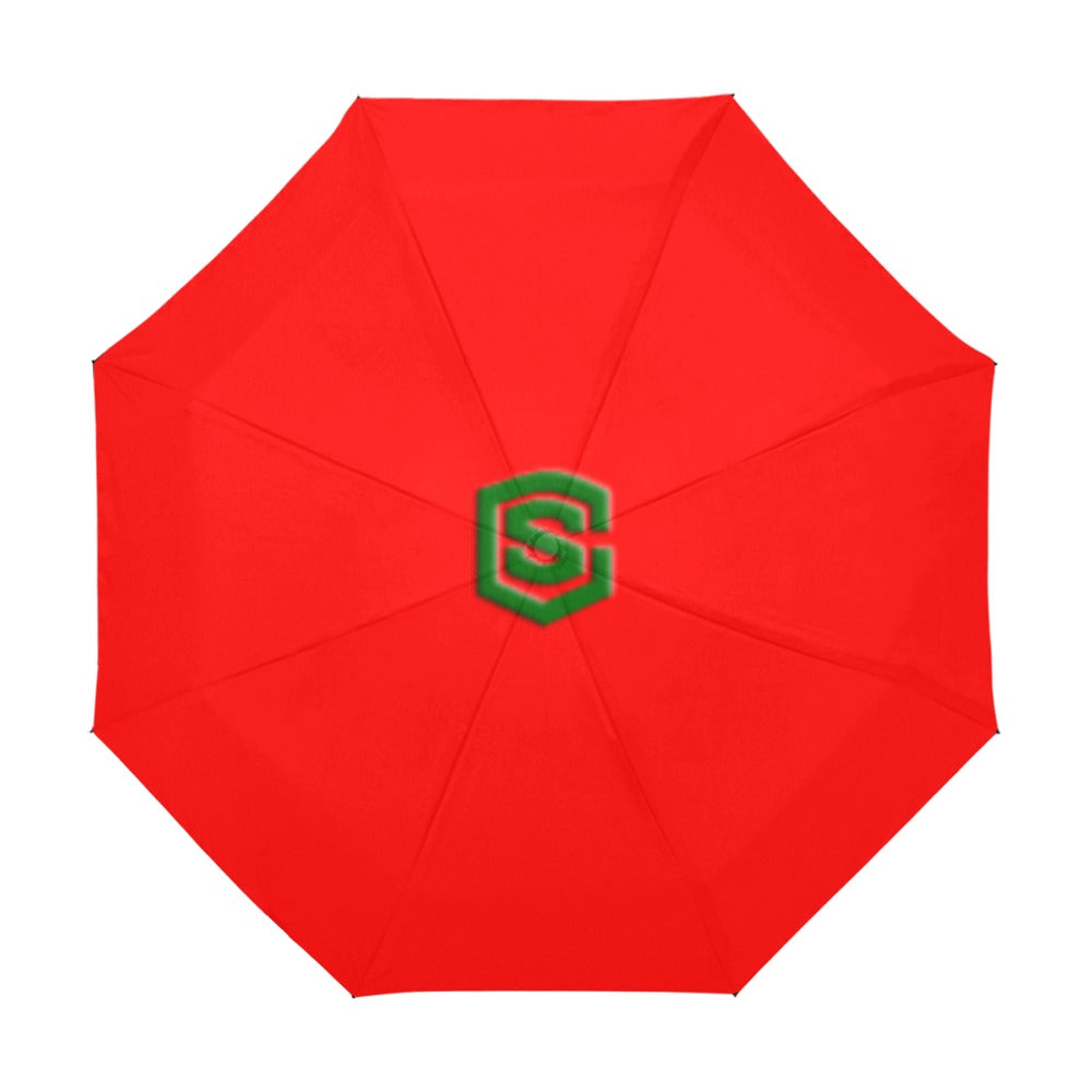 Red Anti-UV Automatic Umbrella With Green Logo Anti-UV Automatic Umbrella(Outside Printing)(Model U09)
