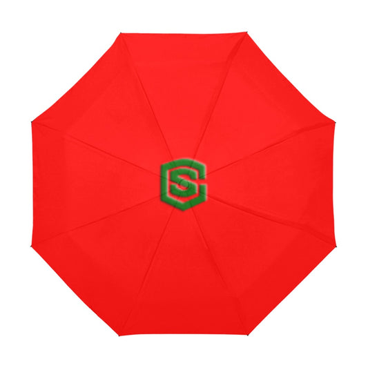 Red Anti-UV Automatic Umbrella With Green Logo Anti-UV Automatic Umbrella(Outside Printing)(Model U09)