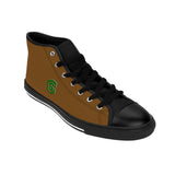 brown Men's High-top Sneakers - green logo
