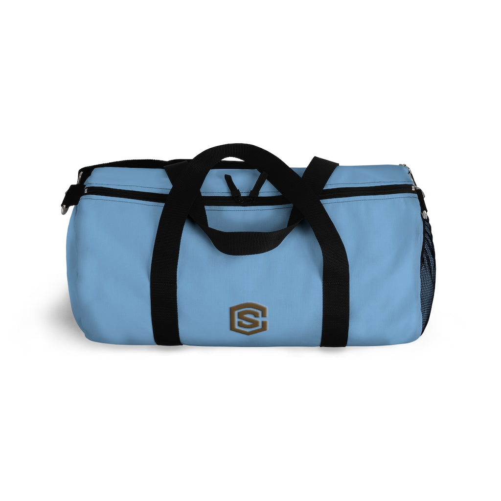 Blue Duffel Bag Brown Logo