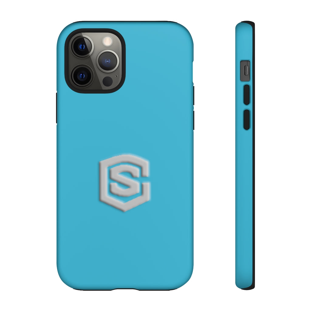 Blue Tough Cases Silver Logo