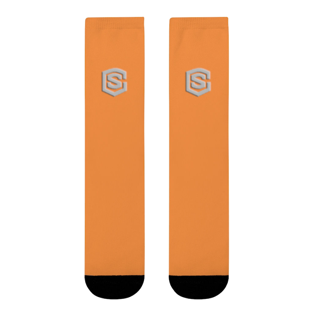 orange Sublimation Crew Socks (EU) Silver Logo