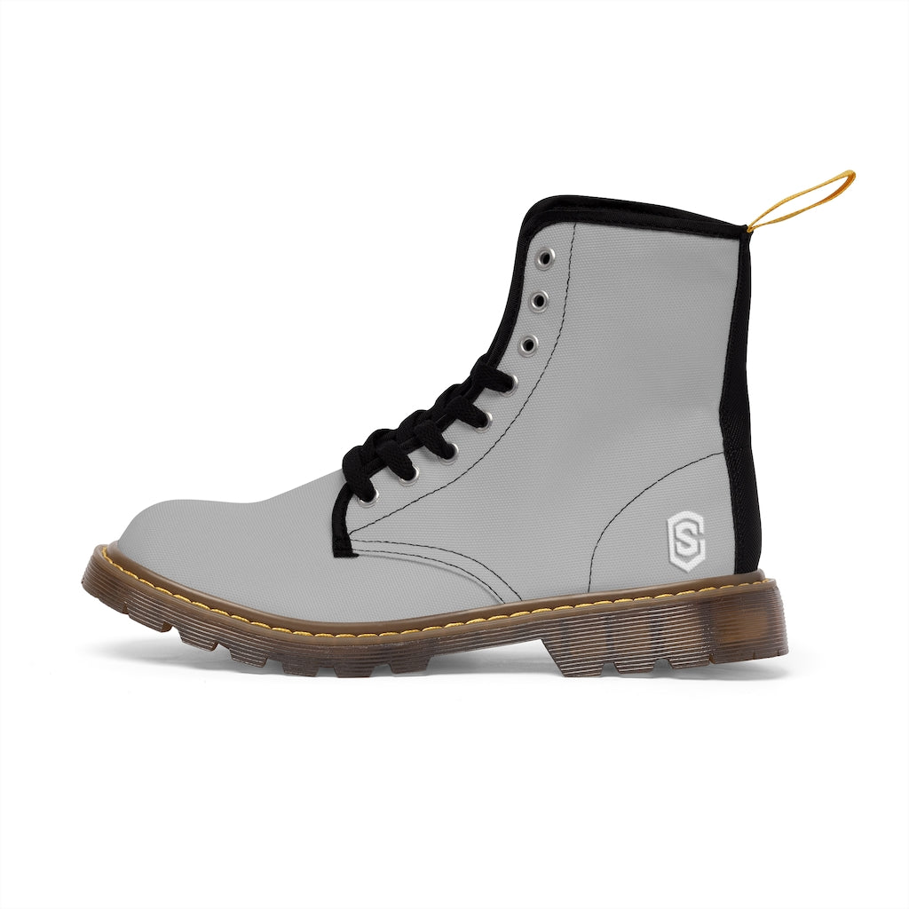 Grey Men's Canvas Boots White Logo