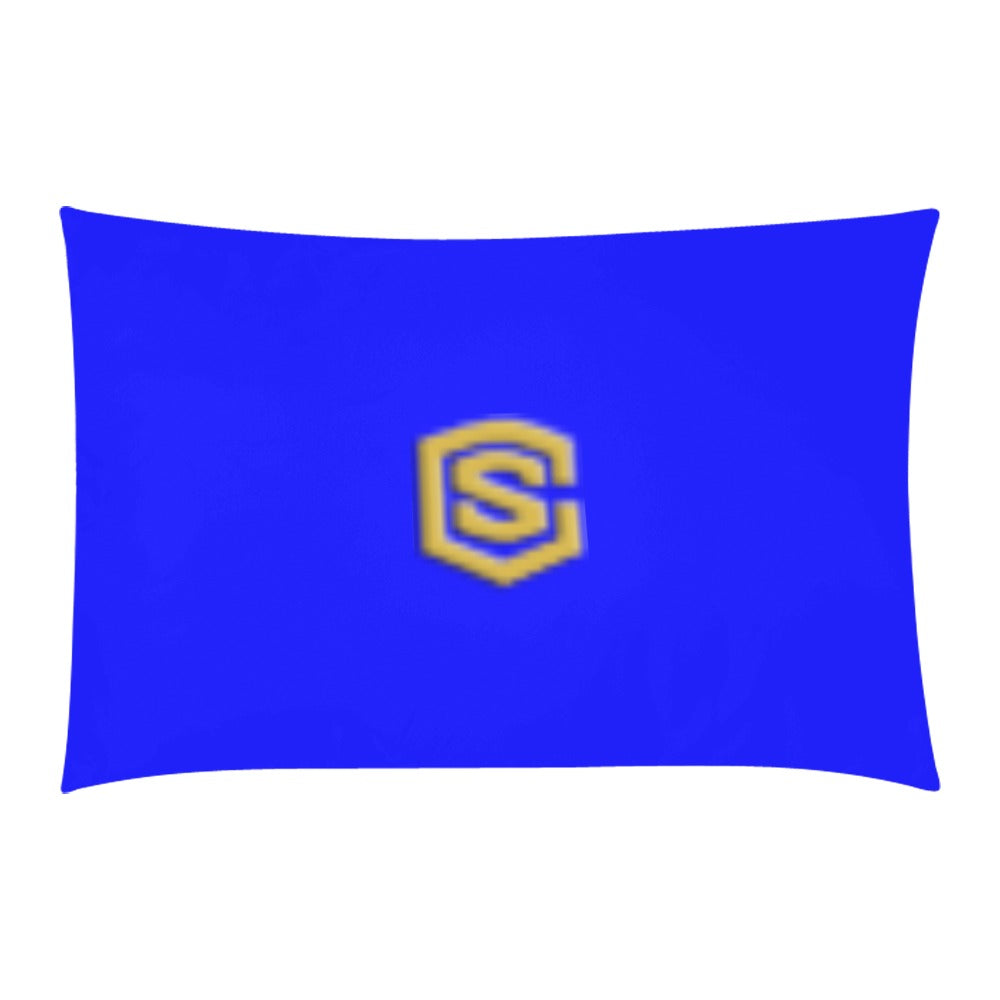 Blue 3-Piece Bedding Set (1 Duvet Cover 86"x70"; 2 Pillowcases 20"x30")(One Side) wtih Gold Logo 3-Piece Bedding Set (1 Duvet Cover 86"x70"; 2 Pillowcases 20"x30")(One Side)