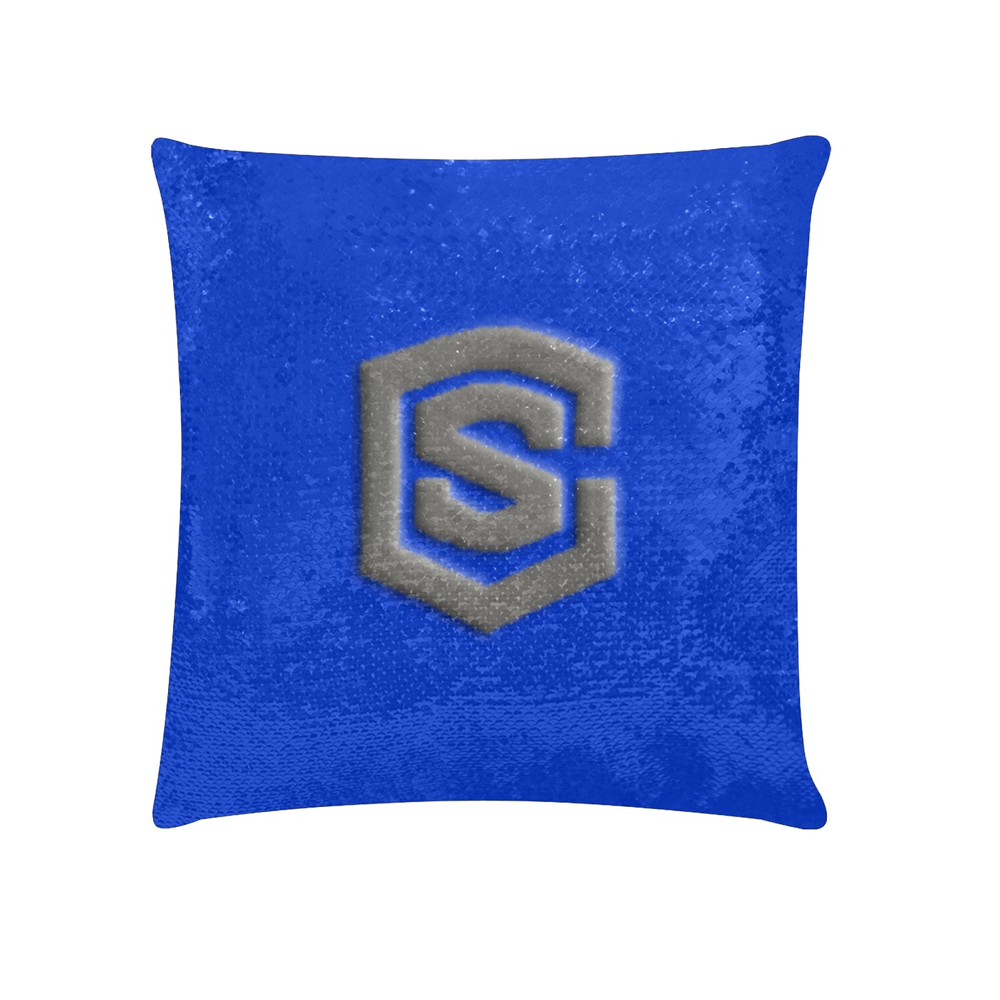 Blue Custom Sequin Pillow Grey Logo Custom Sequin Pillow Case 18"x18"