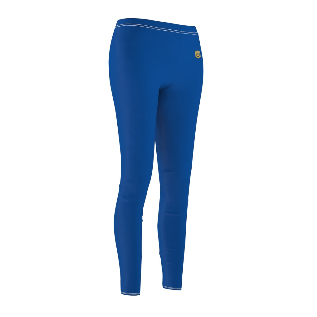 Blue Women's Cut & Sew Casual Leggings Gold logo