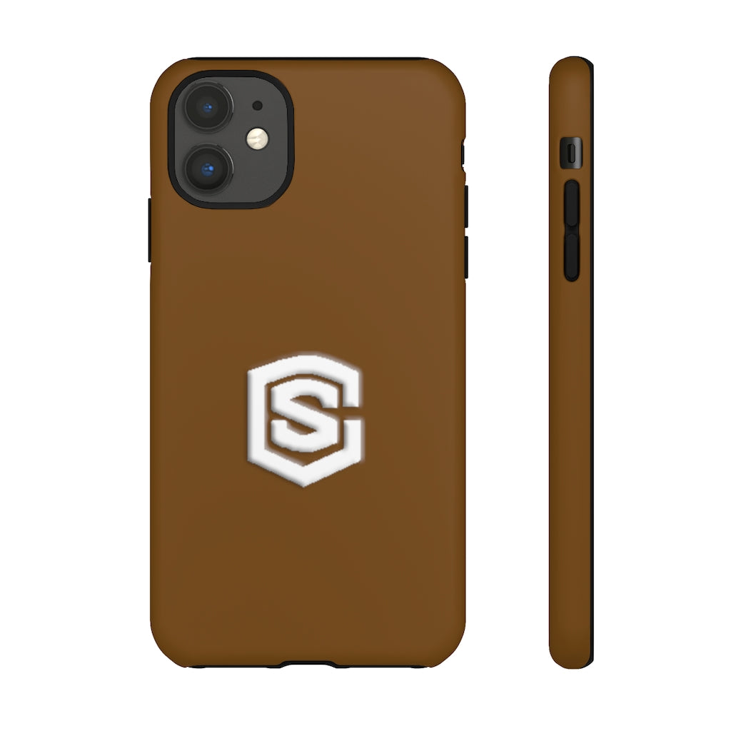Brown Tough Cases White Logo