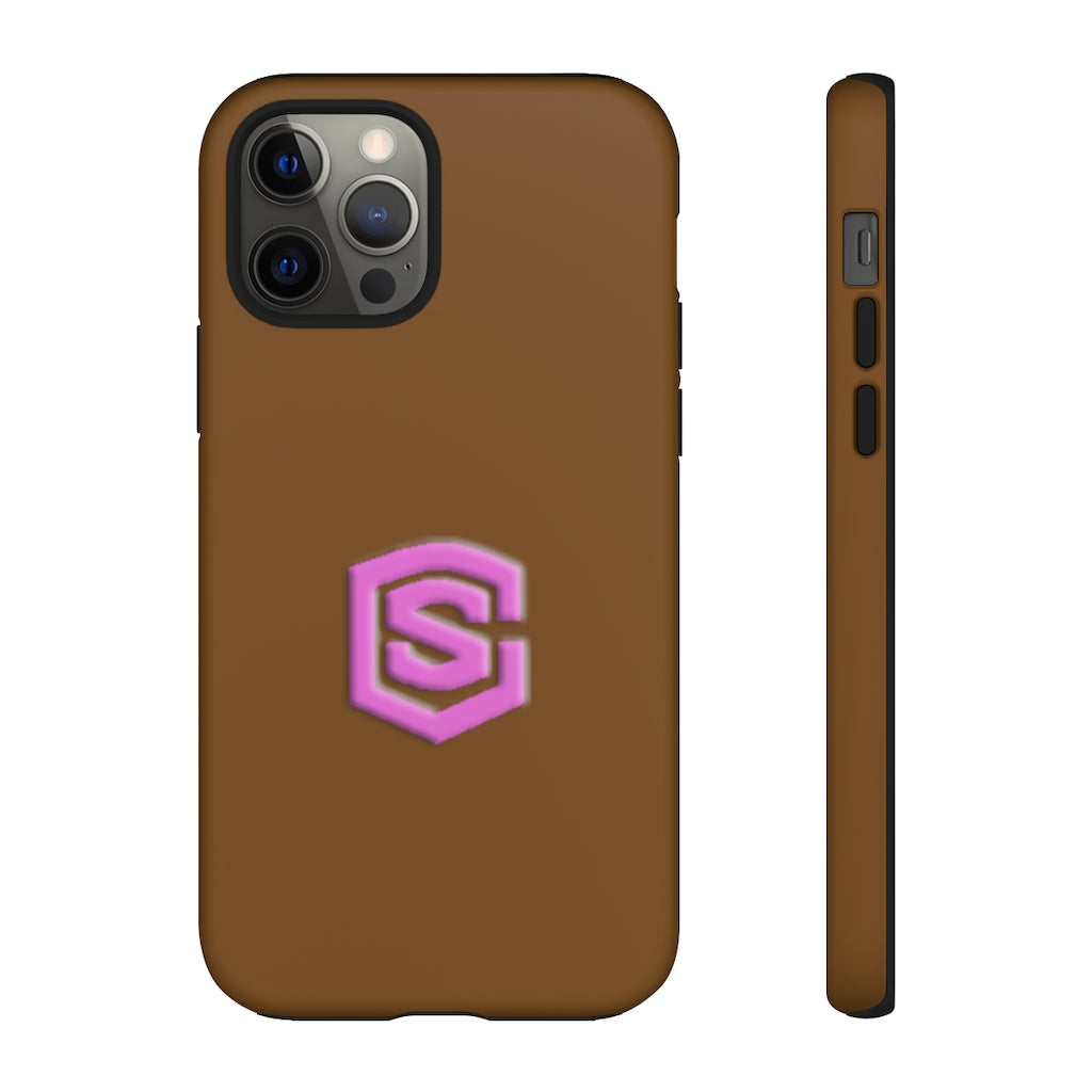 Brown Tough Cases Pink Logo