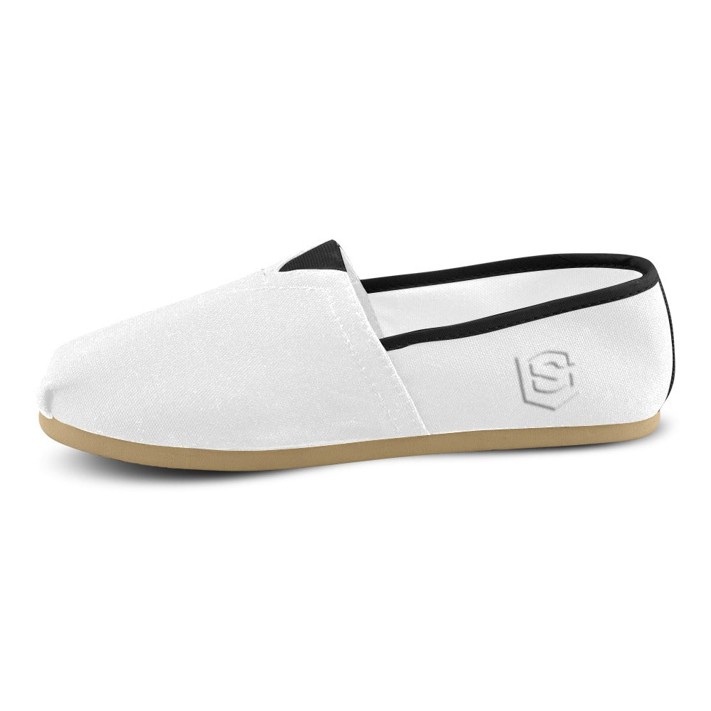 WHITE casual shoes for women WITH WHITE LOGO Casual Canvas Women's Shoes (Model 004) (Designs are mirrored)