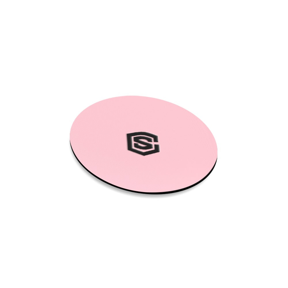 Pink Round Coaster with Black Logo Round Coaster