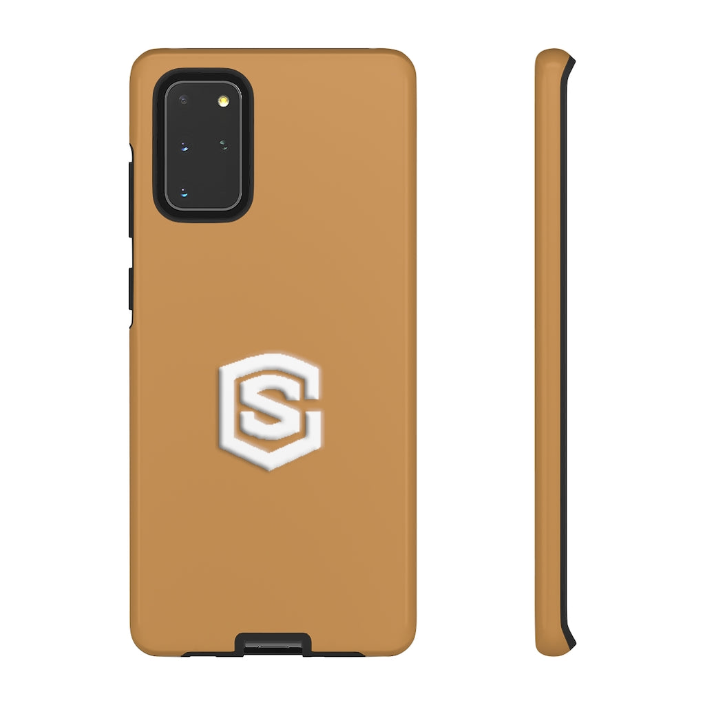 Brown Tough Cases White Logo