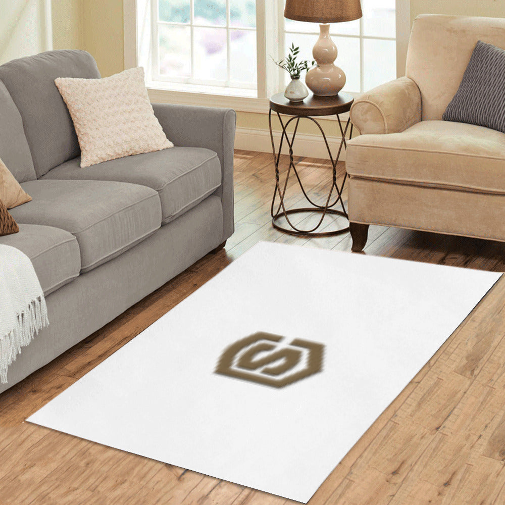 White Area Rug Brown Logo Area Rug 5' x 3.2'
