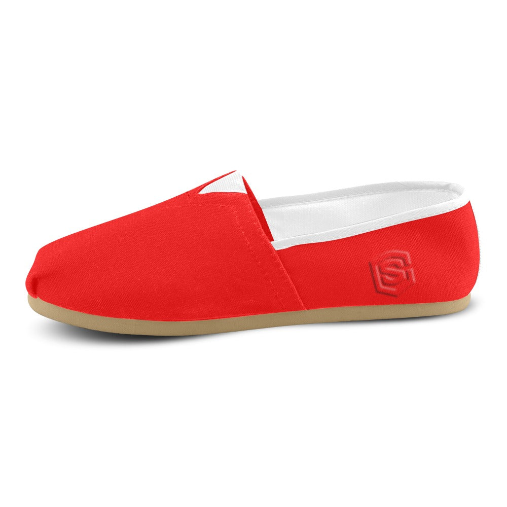 RED casual shoes for women WITH RED LOGO Casual Canvas Women's Shoes (Model 004) (Designs are mirrored)