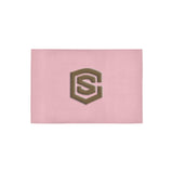 Pink Door Mat with Brown Logo Doormat 24" x 16" (Sponge Material)