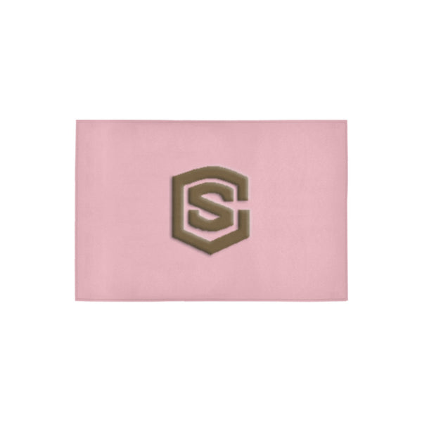 Pink Door Mat with Brown Logo Doormat 24" x 16" (Sponge Material)