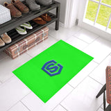 Green Door Mat with Blue Logo Doormat 24" x 16" (Sponge Material)