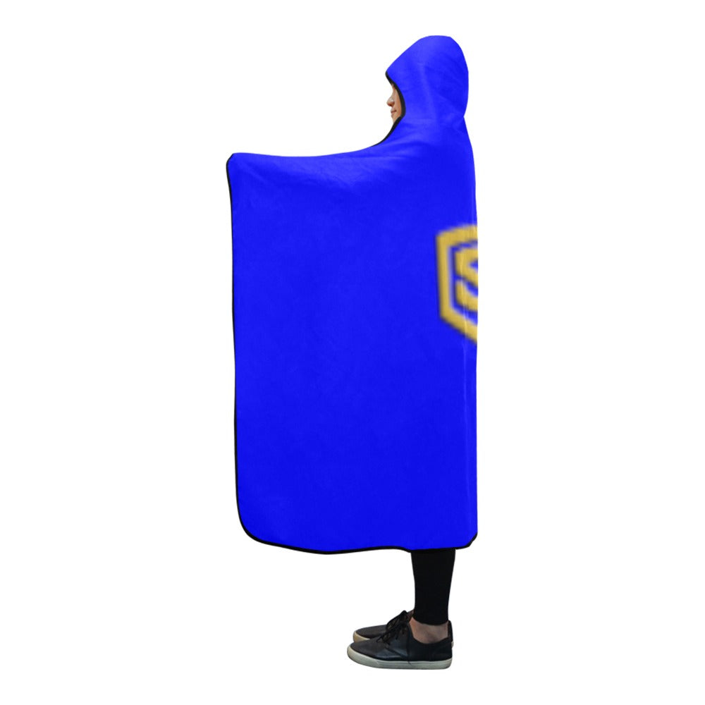 Blue Hooded Blanket 80"x56" with White Logo Hooded Blanket 80"x56"