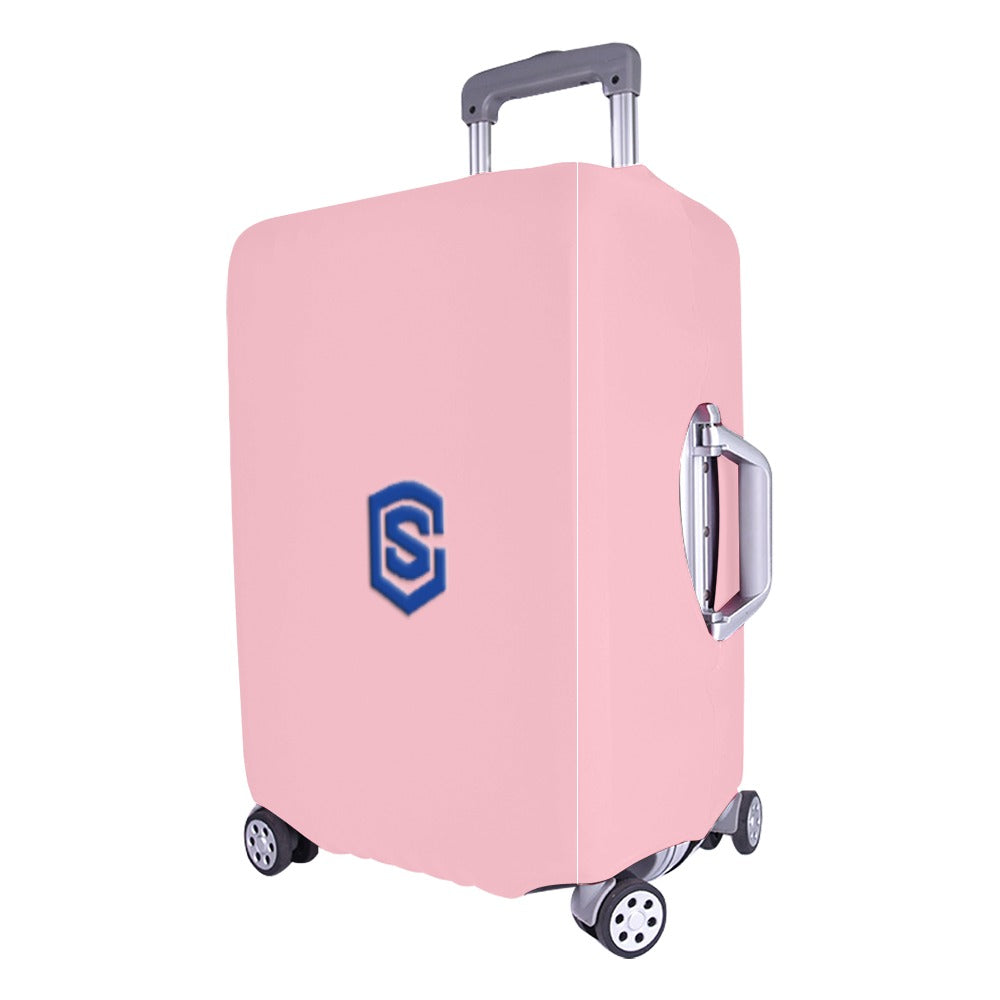 PINK LUGGAGE COVER WITH BLUE  LOGO Luggage Cover (Large Size) (26"-28")
