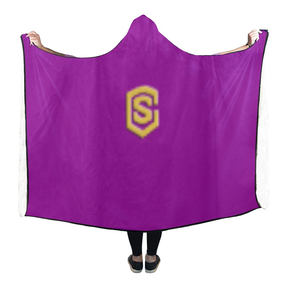 Purple Hooded Blanket 80"x56" with White Logo Hooded Blanket 80"x56"