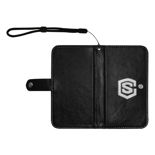 Black Flip Leather Purse for Mobile Phone(Model1703)(Large) with Silver Logo Flip Leather Purse for Mobile Phone(Model1703)(Large)