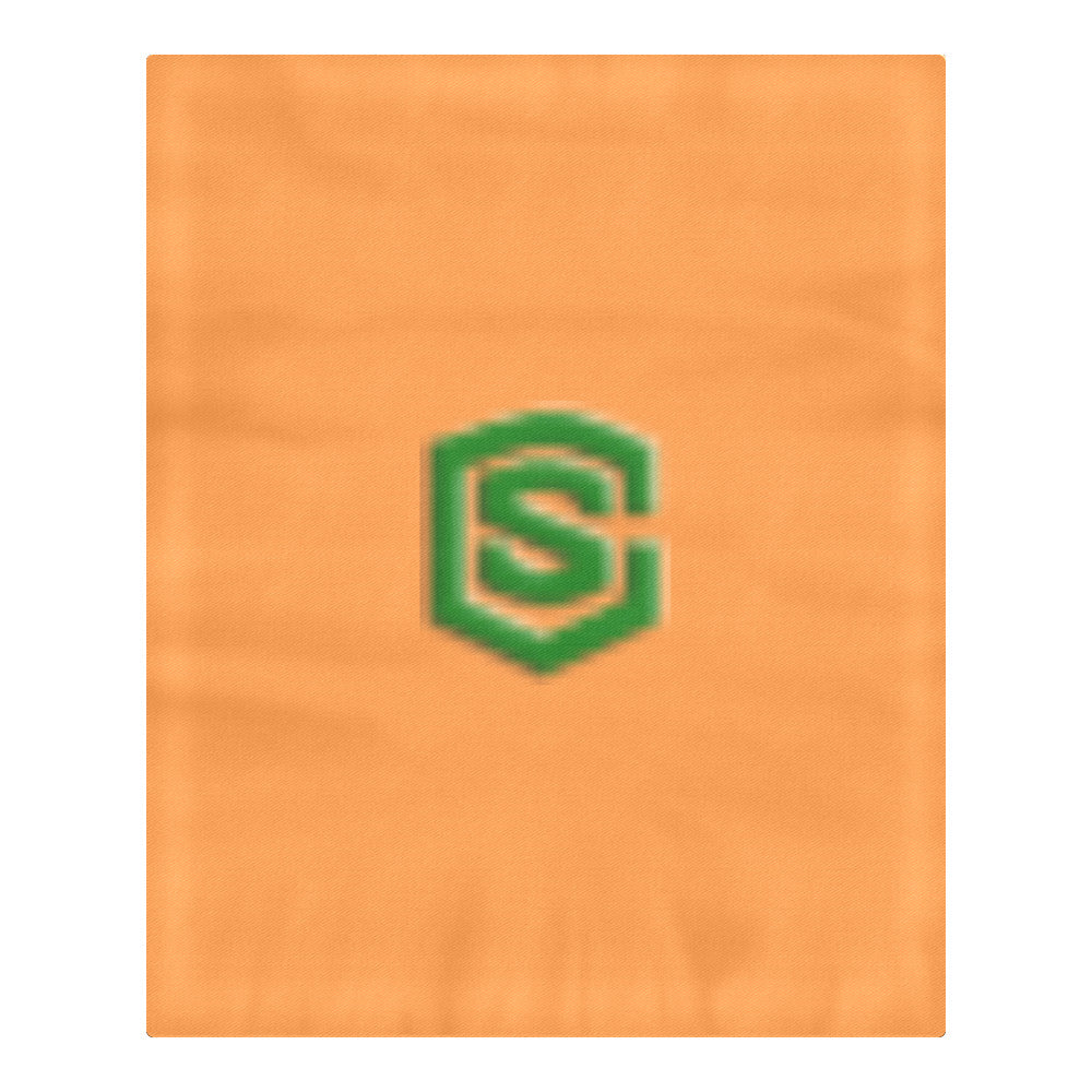 Orange Duvet Cover Green Logo 3-Piece Bedding Set (1 Duvet Cover 86"x70"; 2 Pillowcases 20"x30")(One Side)