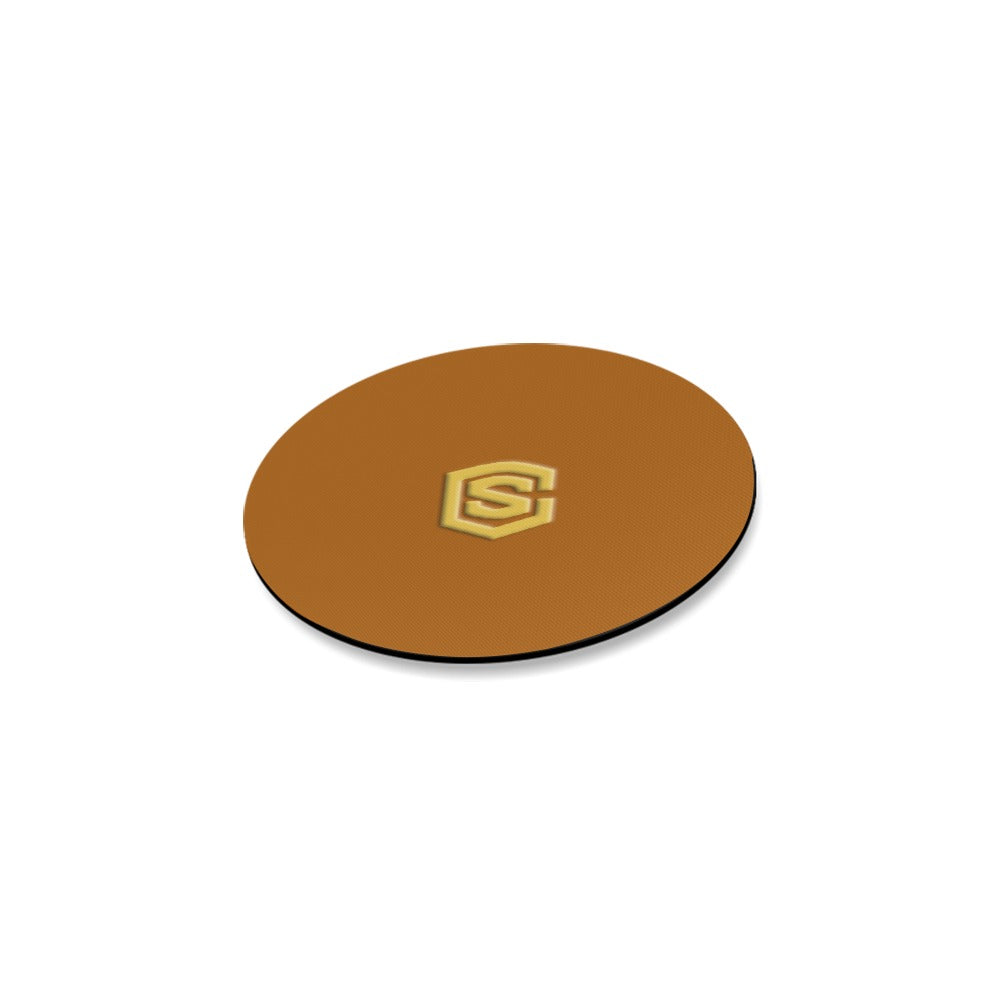 Brown Round Coaster with Gold Logo Round Coaster