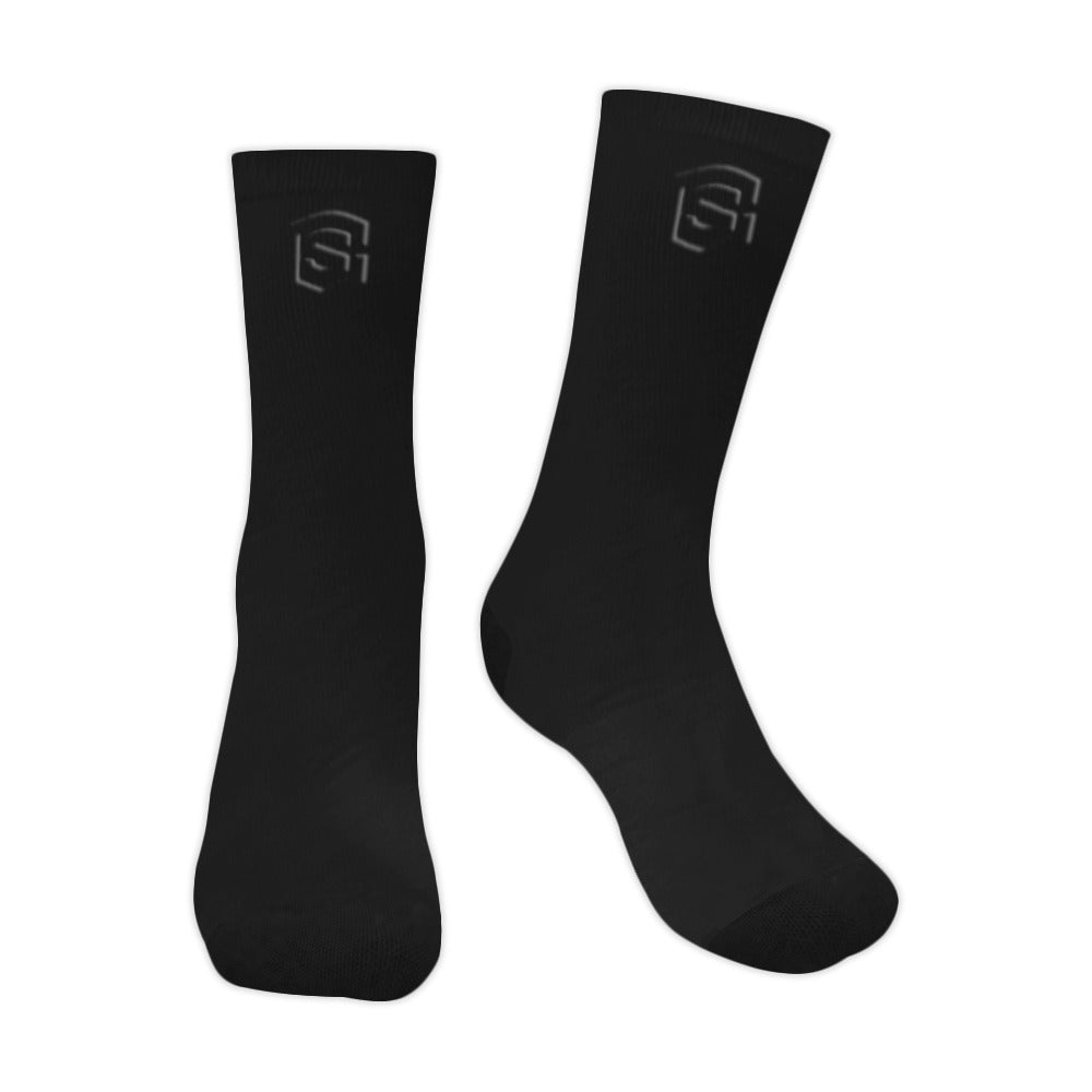 Black Sublimated Crew Socks (Made In USA) with Black Logo Sublimated Crew Socks (Made In USA)