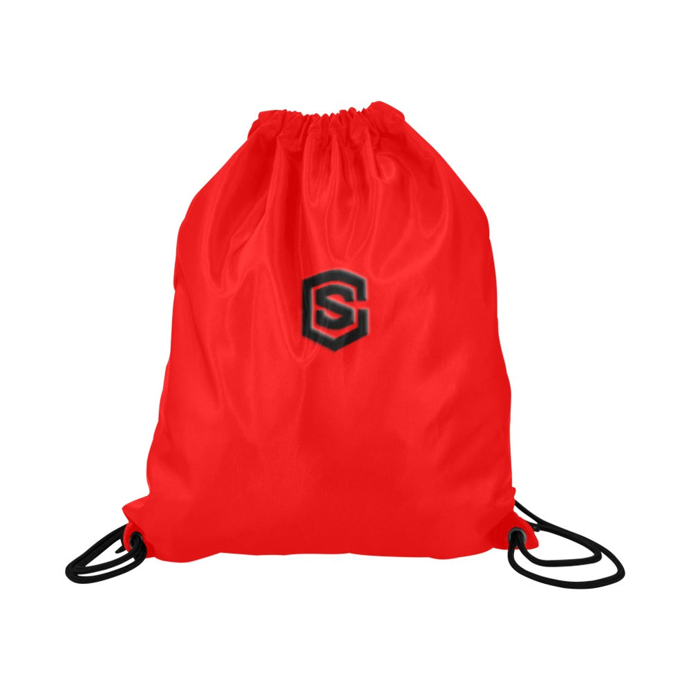 Red Drawstring Bags Large With Black Logo Drawstring Bags (Model 1604) (Large)